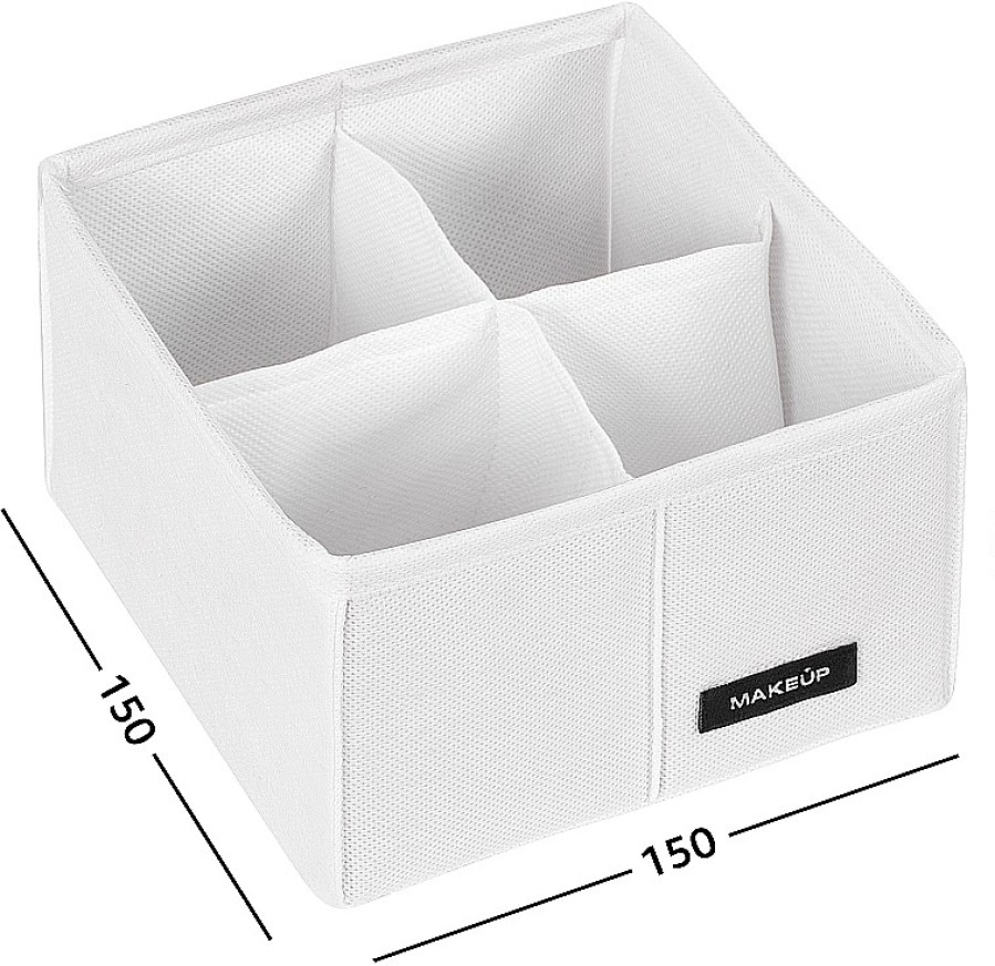 MAKEUP Organizador Con 4 Celdas, Blanco (15X15X10Cm) Organizadores Ropa Interior