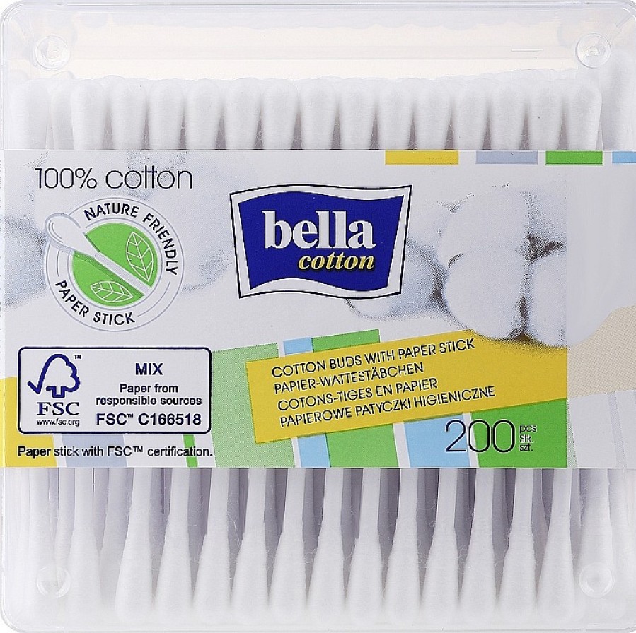 Bella Bastoncillos De Algod N En Caja, 200 Uds. Bastoncillos De Algod N