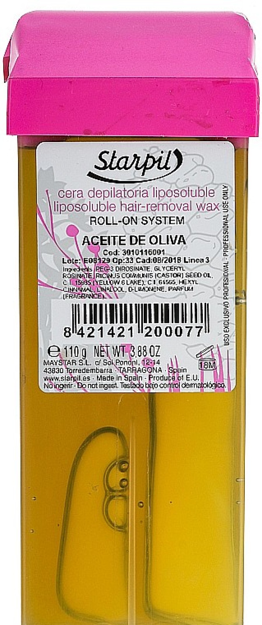 Bielenda Professional Cera Depilatoria Roll-On Liposoluble Con Aceite De Ricino, Aroma A Oliva Cremas Y Ceras Depilatorias