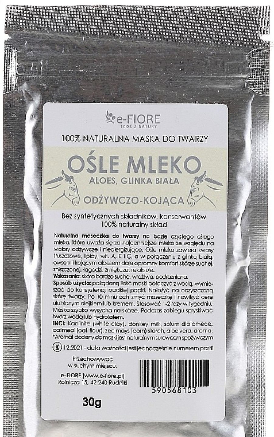 E-Fiore Mascarilla Calmante Facial Mascarillas Corporales