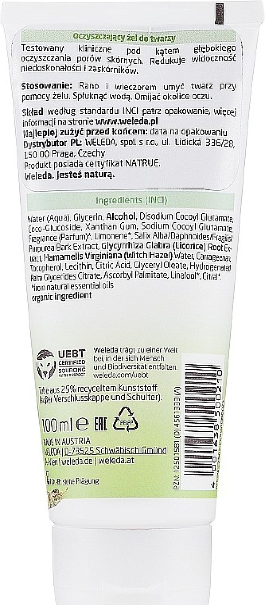 Weleda Gel De Limpieza Facial Con Extracto De Corteza De Sauce Geles Limpiadores