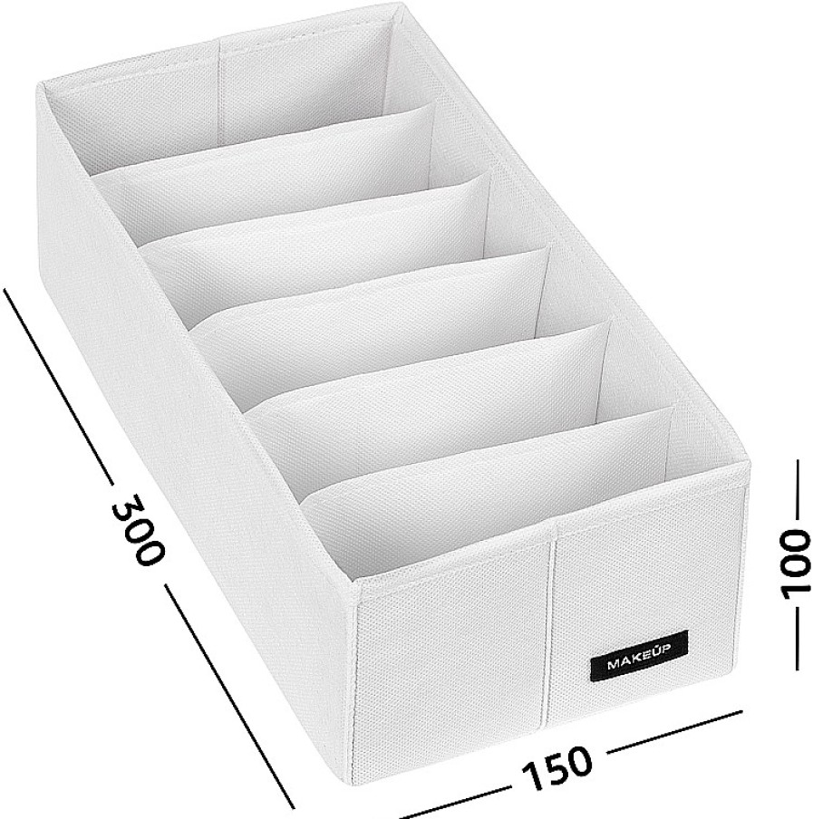 MAKEUP Organizador Con 6 Celdas, Blanco (30X15X10Cm) Organizadores Ropa Interior