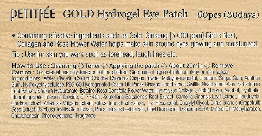 Bielenda Professional Parches De Hidrogel Para Contorno De Ojos Con Oro, Extracto De Ginseng, Col Geno Y Agua De Rosas Antienvejecimiento