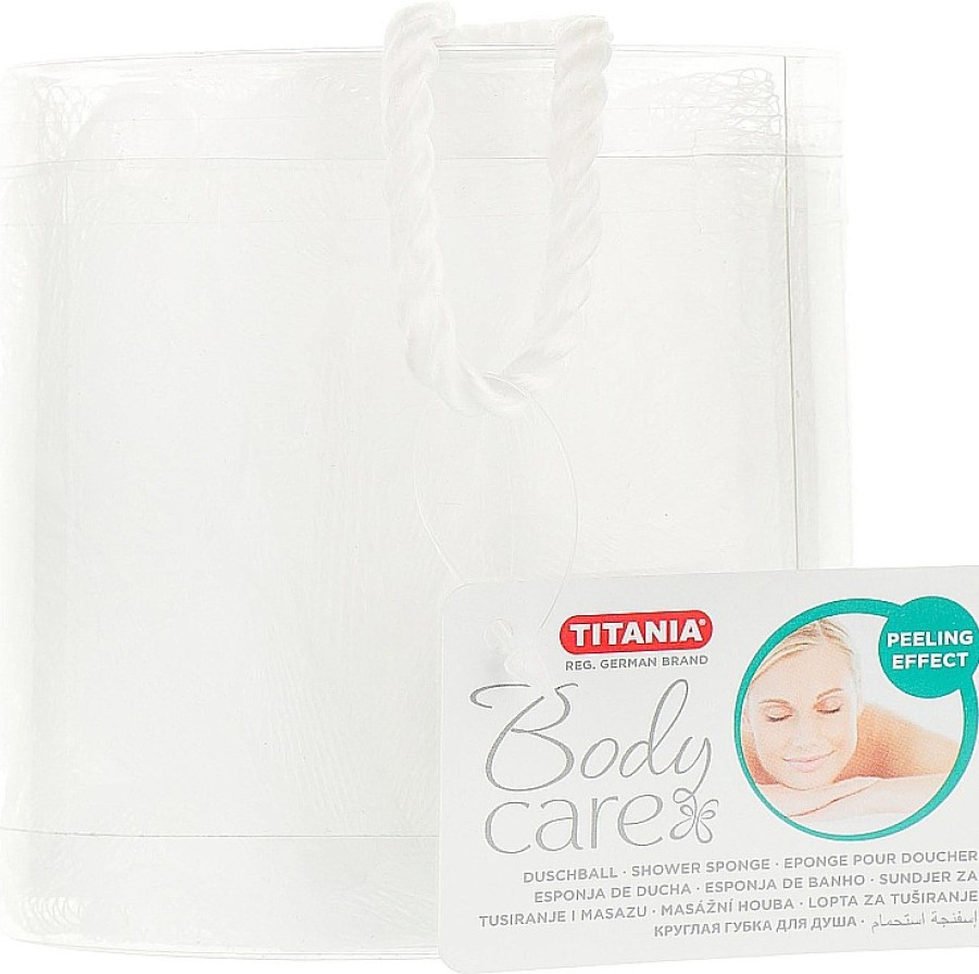 Titania Esponja De Ba O Exfoliante, Con Funda, Blanca Esponjas De Ba O