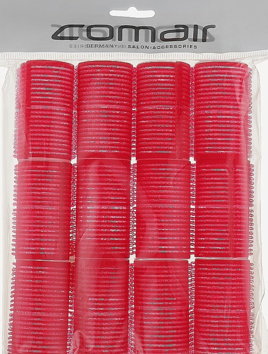 Comair Rulos De Velcro, Color Rojo, Di . 36 Mm Rulos