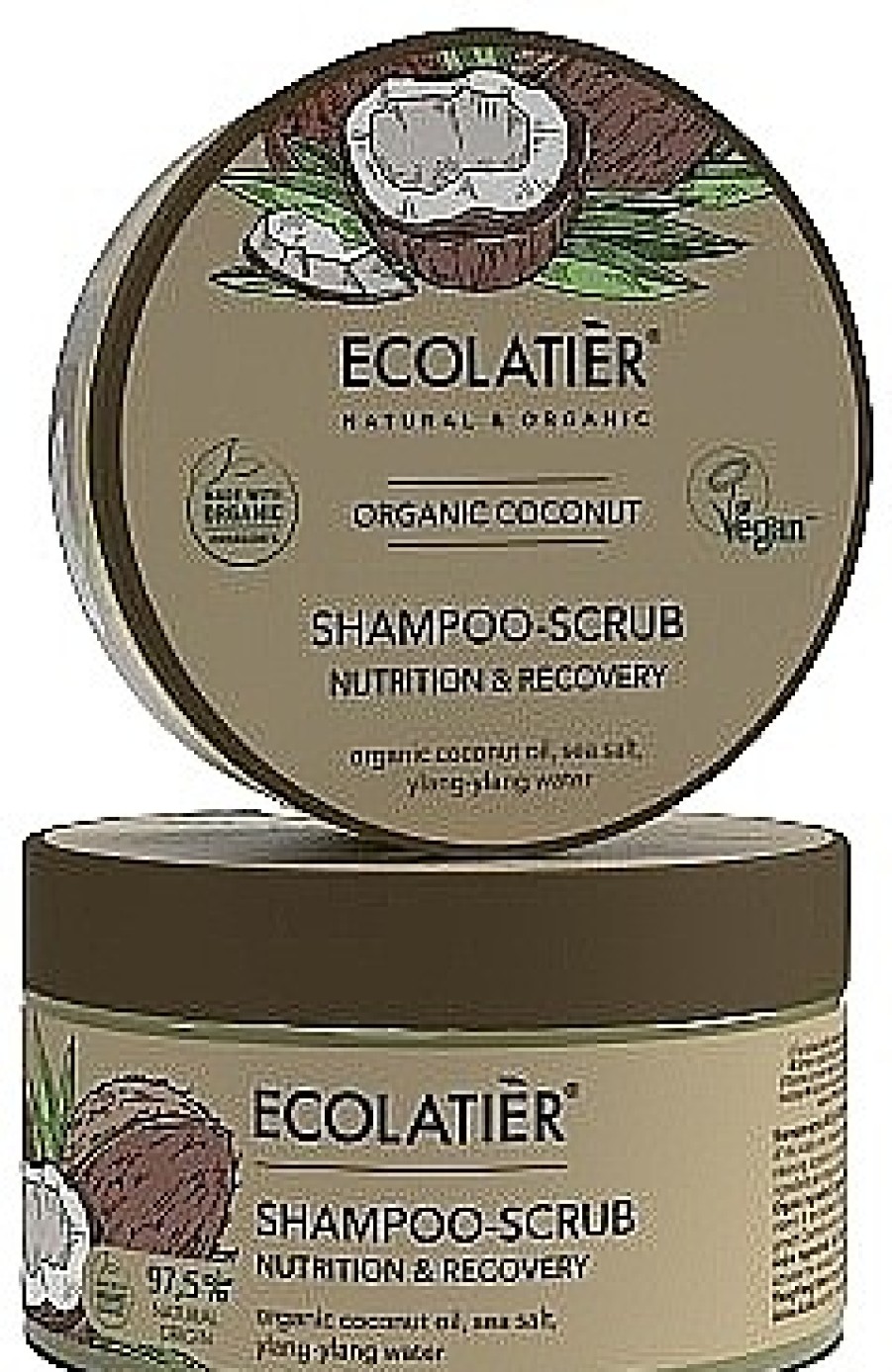 Ecolatier Champ Exfoliante Para Cabello Y Cuero Cabelludo Con Aceite Org Nico De Coco, Vegano Exfoliantes Cuero Cabelludo