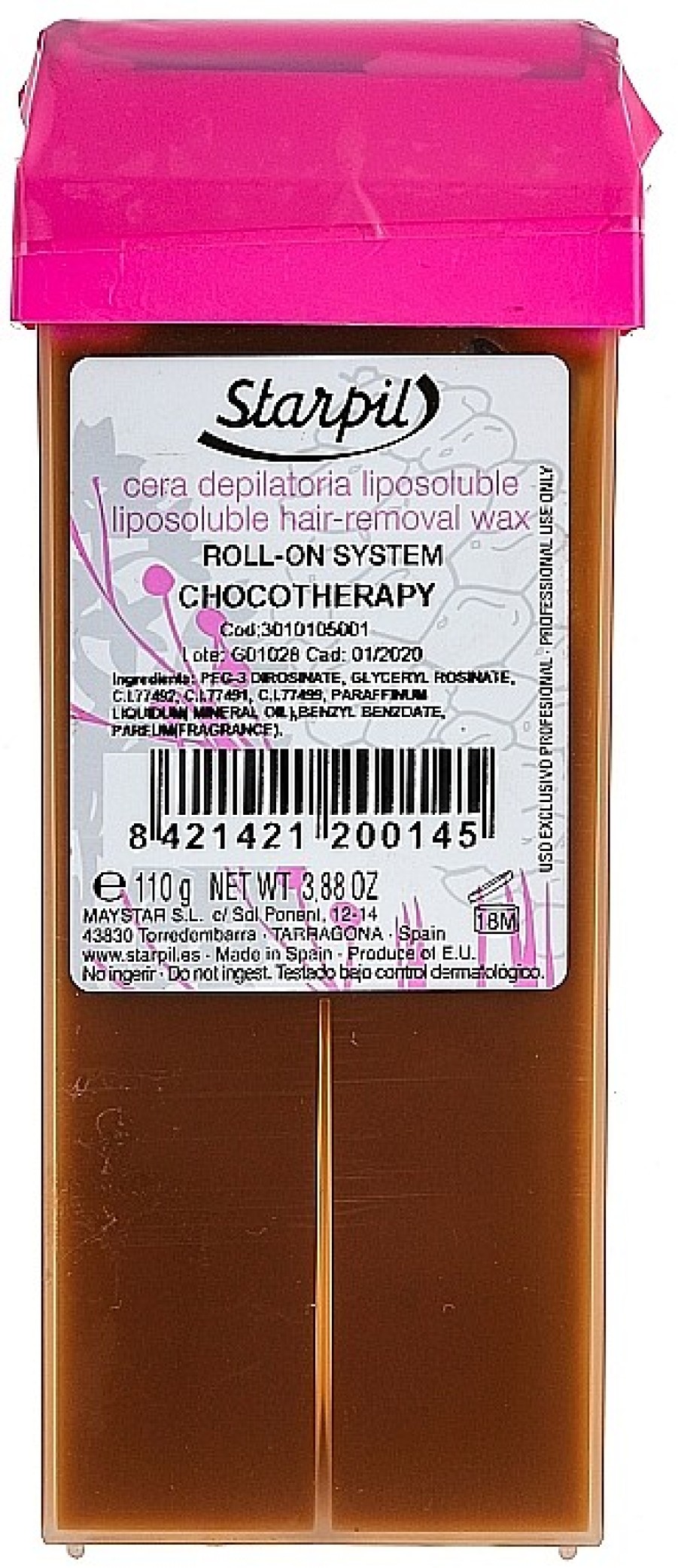 Bielenda Professional Cartucho De Cera Depilatoria Liposoluble Roll-On, Chocolate Cremas Y Ceras Depilatorias