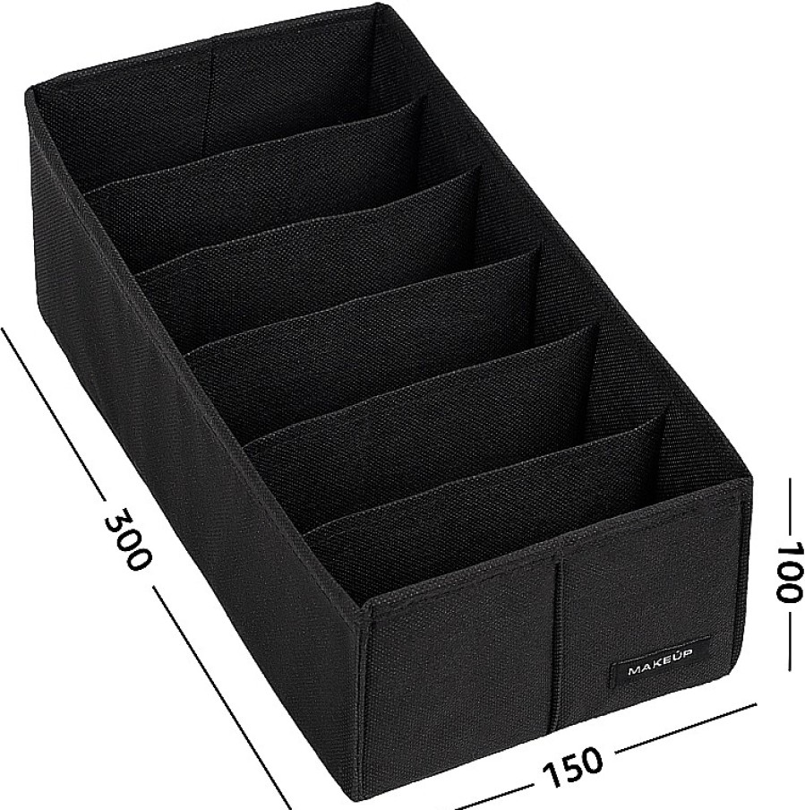 MAKEUP Organizador Con 6 Celdas, Negro (30X15X10Cm) Organizadores Ropa Interior