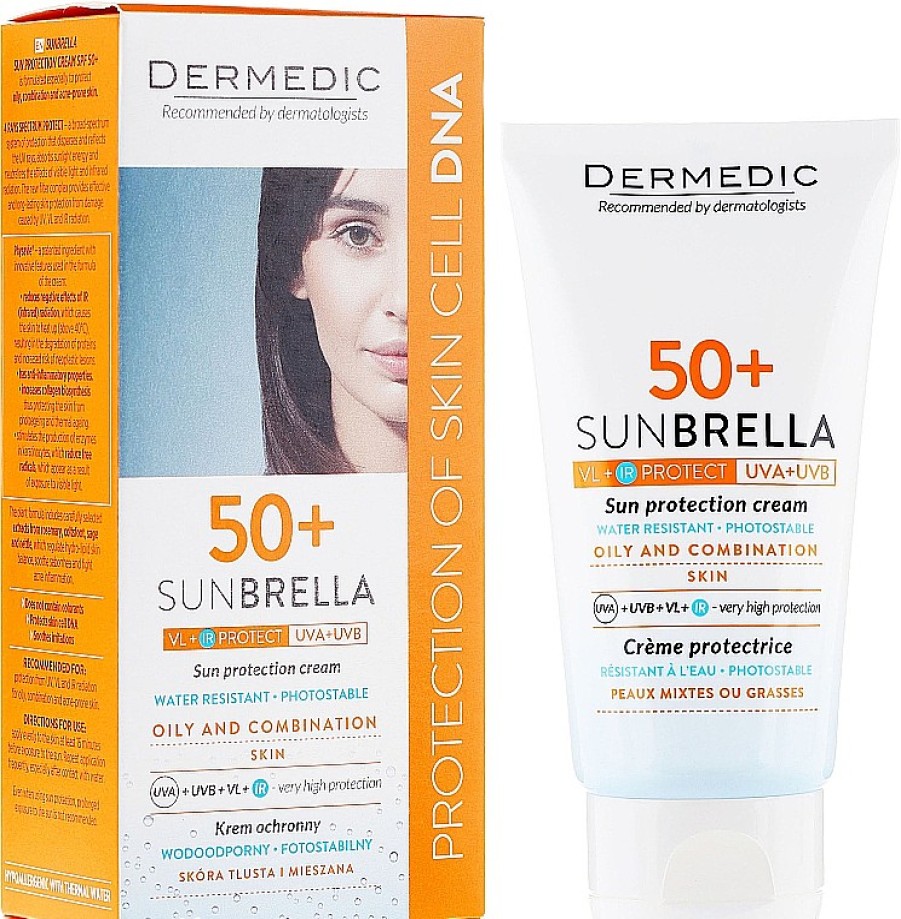 Dermedic Crema Facial De Protecci N Solar Con Extractos De Romero Y Ortiga, Resistente Al Agua Spf 50+ Solares