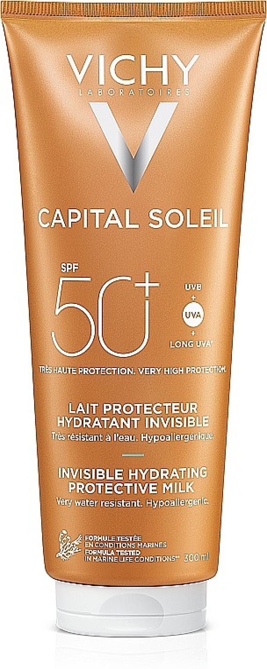 Vichy Leche Protectora Solar Hidratante Para Rostro Y Cuerpo, Resistente Al Agua Spf 50+ Leches