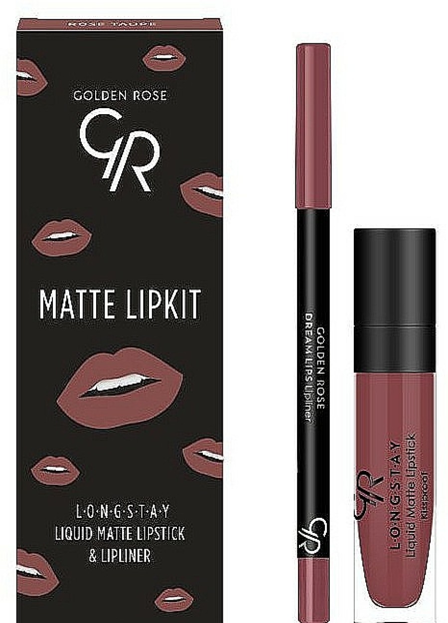 Golden Rose Golden Rose Matte Lipkit Rose Taupe Barras Labiales