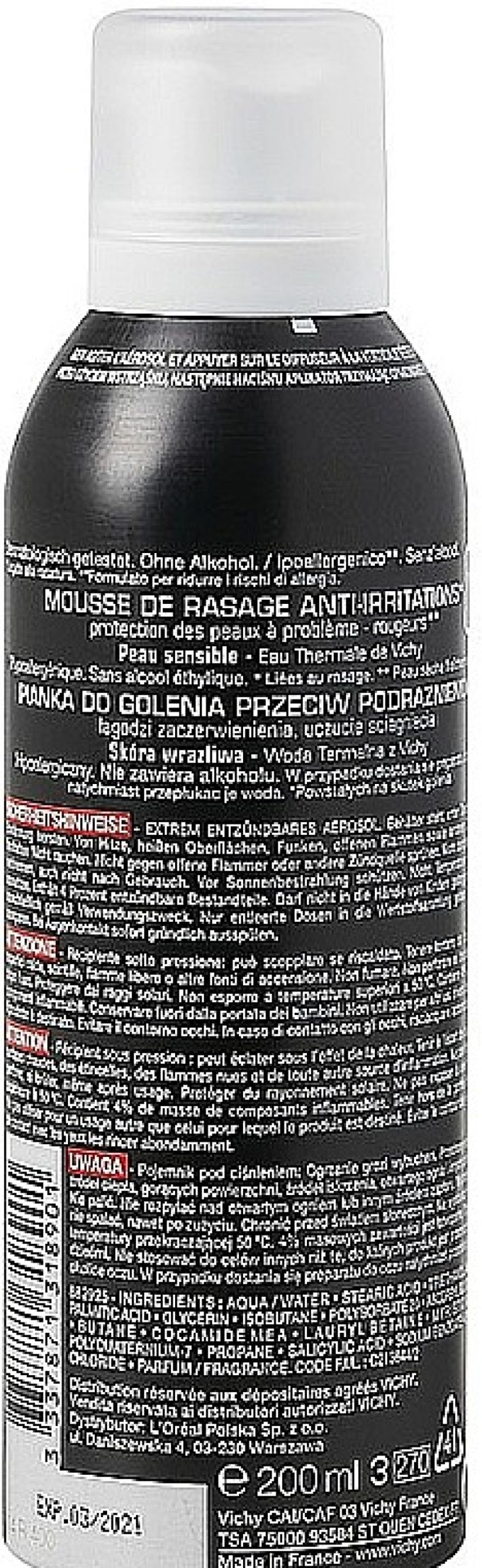 NIVEA Espuma De Afeitar Antiirritaciones Con Agua Termal De Vichy Sin Parabenos Espumas De Afeitar