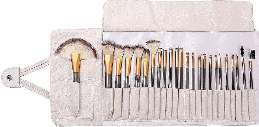 Lewer Set Brochas Y Pinceles De Maquillaje En Funda, 24Uds. Accesorios De Maquillaje